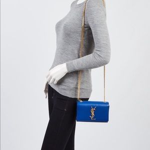 COPY - YVES SAINT LAURENT
Blue Grained Calf Leather Small Monogram Crossbody Bag